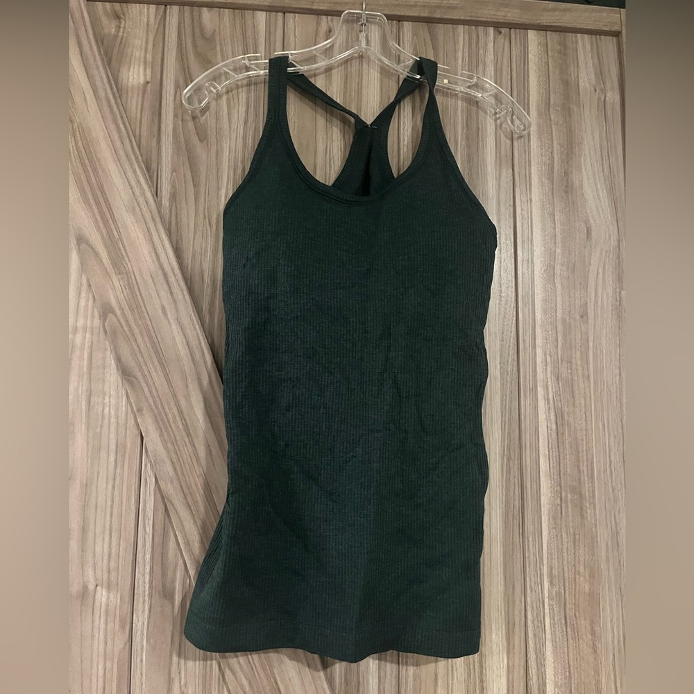 Lululemon Olive Green Racerback Basic Athletic Workout Run Yoga Tank Top Size 8